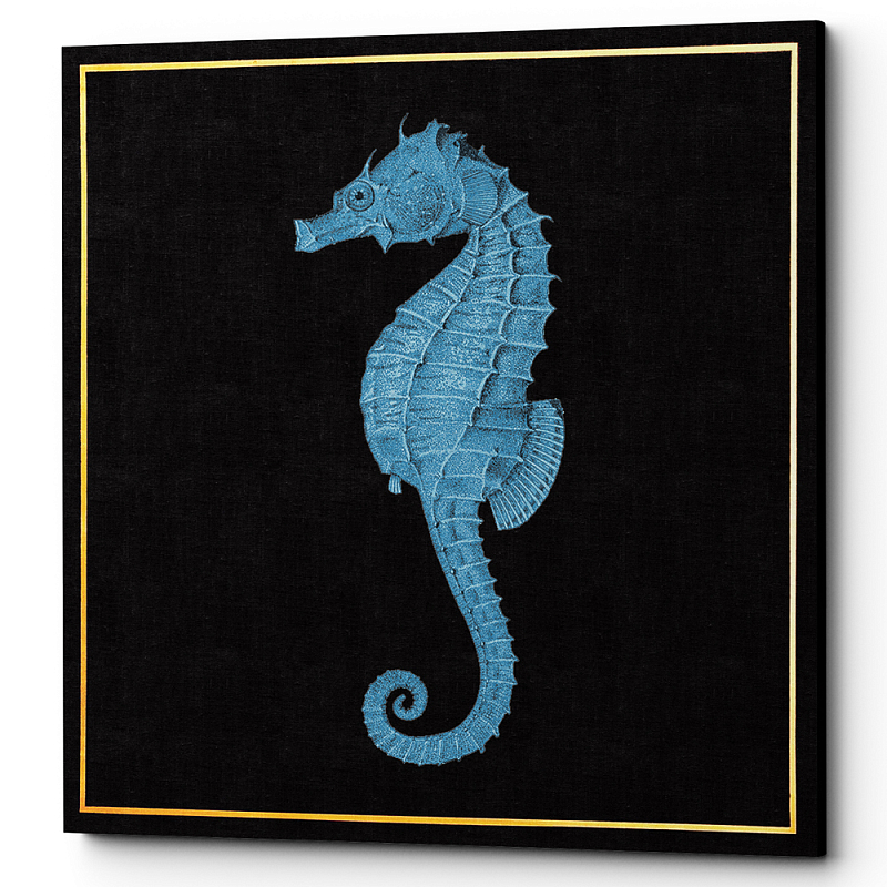 Постер Blue Sea Horse Poster Черный Морская синь в Санкт-петербурге | Loft Concept 