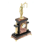 Часы настольные бронзовые из натурального камня Яшма с декором в виде Фемиды Themis Stone Clock варинант исполнения - 2 | Loft Concept в Санкт-петербурге