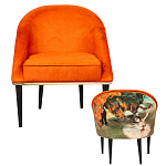 Кресло из натурального бука оранжевое с цветным принтом Impressionism in Art варинант исполнения - 2 | Loft Concept в Санкт-петербурге