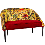 Диван двухместный из натурального бука красный с цветным принтом Impressionism in Art варинант исполнения - 3 | Loft Concept в Санкт-петербурге