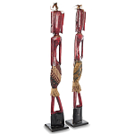 Комплект из 2-х деревянных статуэток Asmat Tall Red Statuettes варинант исполнения - 2 | Loft Concept в Санкт-петербурге