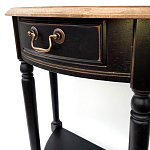 Консоль полукруглая из массива березы с ящиком и полкой в стиле прованс Vintage варинант исполнения - 3 | Loft Concept в Санкт-петербурге