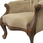Кресло с мягкой обивкой из светло-коричневого велюра на 4-х деревянных ножках Evelyn Classical Armchair варинант исполнения - 4 | Loft Concept в Санкт-петербурге