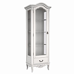 Витрина белая однодверная из массива бука с 4-мя полками и ящиком White Provence варинант исполнения - 2 | Loft Concept в Санкт-петербурге