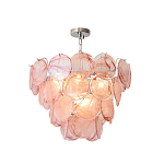 Люстра с каскадом из круглых розовых стеклянных дисков Pink Light Waterfall варинант исполнения - 3 | Loft Concept в Санкт-петербурге