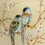 Настольная лампа бежевая с изображением птиц Slip Away варинант исполнения - 6 | Loft Concept в Санкт-петербурге