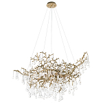 Подвесная люстра в виде ветвей деревьев золотого цвета с прозрачными подвесками-каплями 10 и 14 ламп Droplet Chandelier варинант исполнения - 3 | Loft Concept в Санкт-петербурге