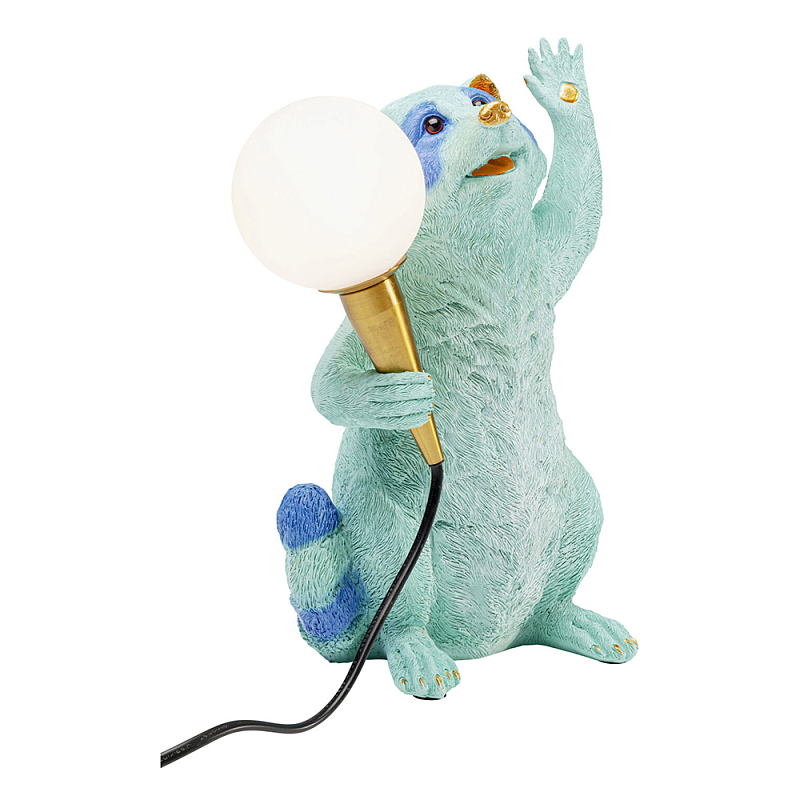 Настольная лампа для детской Голубой Енот  Золотой Бирюзовый Синий в Санкт-петербурге | Loft Concept 