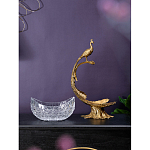 Чаша из прозрачного стекла на бронзовой подставке в виде павлина с рельефным хвостом Eden Garden варинант исполнения - 7 | Loft Concept в Санкт-петербурге