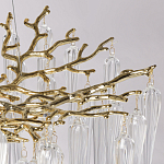 Люстра золотого цвета с декоративными ветками и длинными прозрачными стеклянными подвесами в форме сосулек Droplet Chandelier варинант исполнения - 7 | Loft Concept в Санкт-петербурге