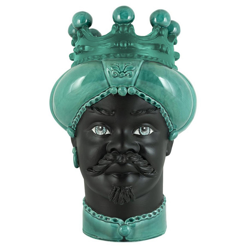 Ваза Vase Moro Man Crown Dark Malachite Черный Малахит в Санкт-петербурге | Loft Concept 