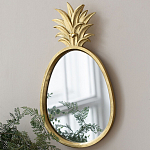 Зеркало овальной формы с золотистой рамкой и декоративной верхушкой в виде ананаса Pineapple Shine  варинант исполнения - 4 | Loft Concept в Санкт-петербурге