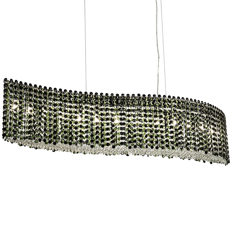 Линейная люстра изогнутой формы с хрустальными подвесками Crystal Art Chrome Green Linear Chandelier Зеленый Хром в Санкт-петербурге | Loft Concept 