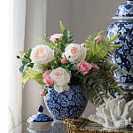 Ваза округлой формы с синей росписью и цветочным узором Blue & White Ornament варинант исполнения - 3 | Loft Concept в Санкт-петербурге