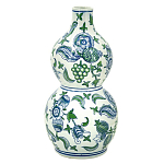 Ваза фигурная с сине-зелеными узорами распустившихся цветов Blossoming Spring варинант исполнения - 1 | Loft Concept в Санкт-петербурге