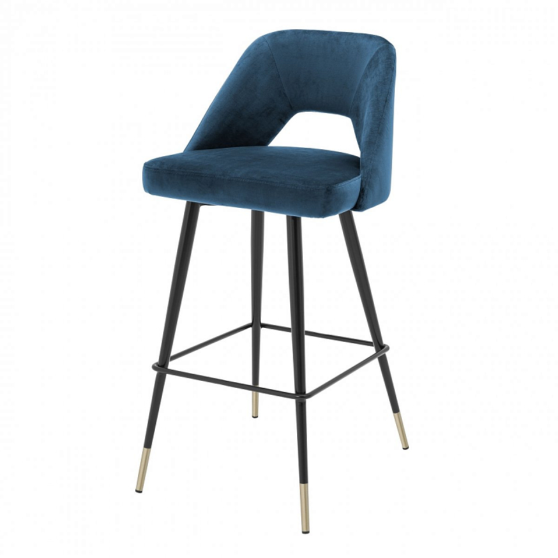 Барный стул Eichholtz Bar Stool Avorio Blue Синий Черный Латунь в Санкт-петербурге | Loft Concept 