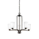 Люстра бронзового цвета с 5-ю матовыми стеклянными плафонами Generation Lighting варинант исполнения - 1 | Loft Concept в Санкт-петербурге