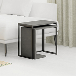 Комплект из 2-х приставных столов серого цвета из дерева ZIGOSH RETRO GREY варинант исполнения - 2 | Loft Concept в Санкт-петербурге