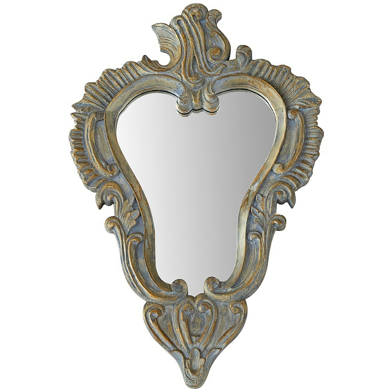 Настенное зеркало Heart Rococo Mirror Бежево-серый Винтажная латунь в Санкт-петербурге | Loft Concept 