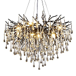 Люстра черная с прозрачными стеклянными подвесками в форме капель FAIRYTREE Light варинант исполнения - 3 | Loft Concept в Санкт-петербурге