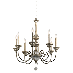 Люстра серебряного цвета с состаренным эффектом и декоративным подвесным шаром Kichler варинант исполнения - 1 | Loft Concept в Санкт-петербурге