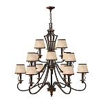 Люстра бронзового цвета с бежевыми абажурами из органзы в классическом стиле Hinkley варинант исполнения - 2 | Loft Concept в Санкт-петербурге