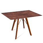 Стол обеденный с коричневой прямоугольной столешницей из керамики на четырех деревянных ножках Brown Ceramics варинант исполнения - 1 | Loft Concept в Санкт-петербурге