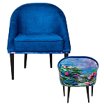 Кресло из натурального бука синее с цветочным принтом Impressionism in Art варинант исполнения - 2 | Loft Concept в Санкт-петербурге