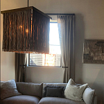 Люстра квадратная с бахромой и подвесом из деревянных бусин Psyche варинант исполнения - 3 | Loft Concept в Санкт-петербурге