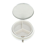 Таблетница карманная круглая с 3-мя отделениями и накладкой из натурального камня Апатит Голубой Silver Stone Pillboxes варинант исполнения - 3 | Loft Concept в Санкт-петербурге