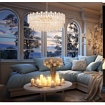 Круглая люстра с хрустальными подвесками на золотистом каркасе Gorgeous Crystal Light варинант исполнения - 13 | Loft Concept в Санкт-петербурге