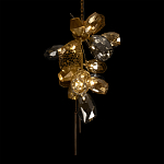 Люстра подвесная вытянутой формы с плафонами из стекла и металла с тремя вертикальными подвесками Gilded Mirage  варинант исполнения - 5 | Loft Concept в Санкт-петербурге