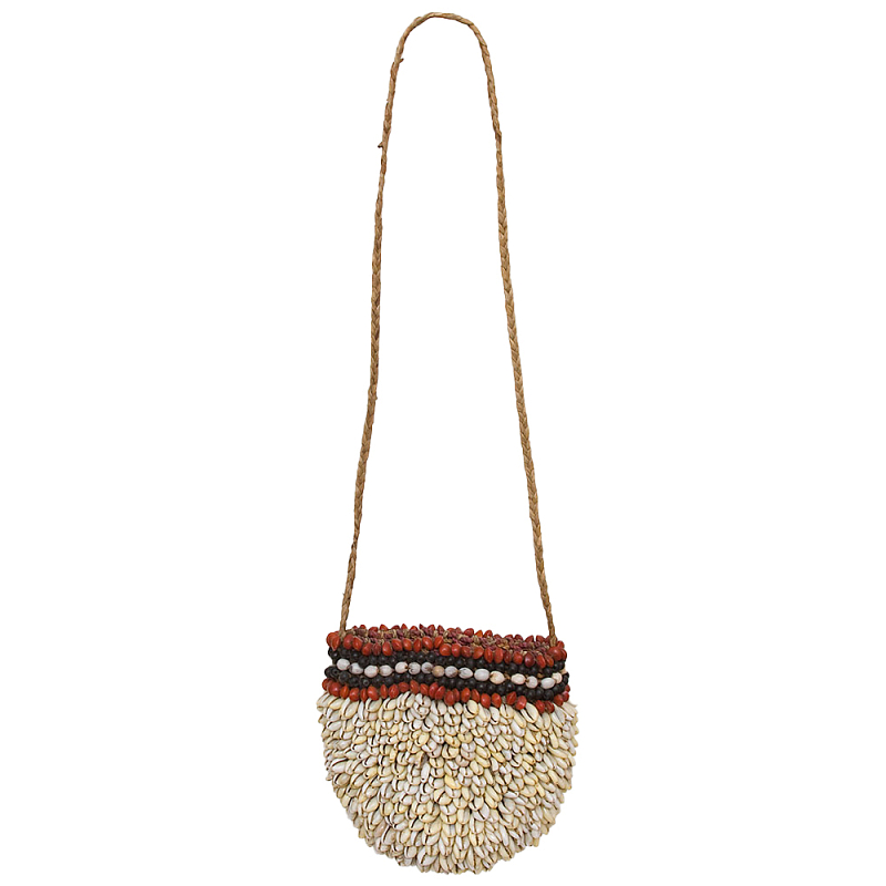 Декоративный аксессуар сумка из ракушек Aboriginal Bag Beige Red Бежевый Красный Черный в Санкт-петербурге | Loft Concept 