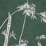 Обои ручная роспись Bamboo Argent on Edo Green painted silk варинант исполнения - 1 | Loft Concept в Санкт-петербурге