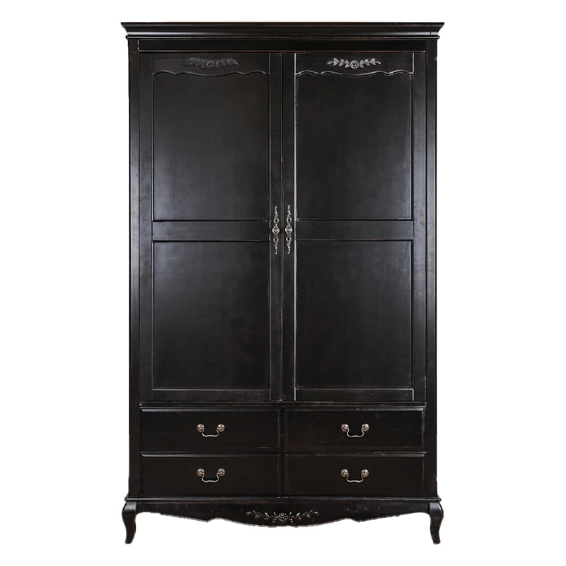 Шкаф черный с 4-мя ящиками и 2-мя дверцами в стиле Прованс Vintage Черный в Санкт-петербурге | Loft Concept 