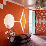 Обои ручная роспись Chez Nina by India Mahdavi Lantana colourway on Arancio dyed silk варинант исполнения - 1 | Loft Concept в Санкт-петербурге