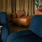 Кожаное модульное кресло коричневое без подлокотников с подушкой Coul Leather Modular Armchair варинант исполнения - 6 | Loft Concept в Санкт-петербурге