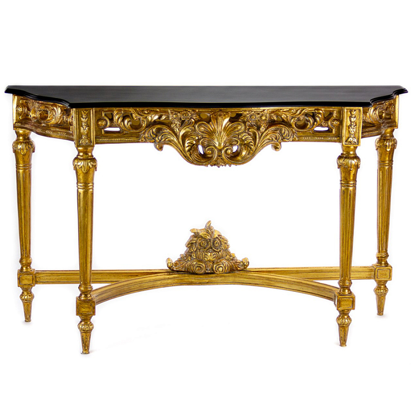 Консоль Console with Gold Monograms Золотой Черный в Санкт-петербурге | Loft Concept 