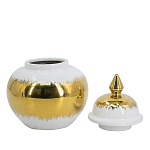 Ваза белая с крышкой и золотистыми фрагментами 24 см Chinoiserie Ceramics варинант исполнения - 2 | Loft Concept в Санкт-петербурге