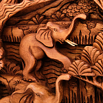 Панно из дерева пять слонов Panel With Animals варинант исполнения - 3 | Loft Concept в Санкт-петербурге