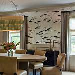 Обои ручная роспись Fishes Blue Pearl on Tarnished Silver gilded silk with pearlescent antiquing варинант исполнения - 3 | Loft Concept в Санкт-петербурге