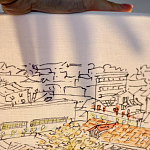 Настольная лампа с принтом на белом тканевом абажуре Roof Garden Lamp варинант исполнения - 2 | Loft Concept в Санкт-петербурге