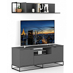 ТВ-тумба цвета графит с  2-мя дверцами и ящиком Strict Lines варинант исполнения - 6 | Loft Concept в Санкт-петербурге