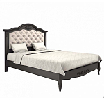 Кровать черная из массива бука с основанием и мягким изголовьем Black Provence варинант исполнения - 1 | Loft Concept в Санкт-петербурге