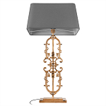 Настольная лампа на ажурном чугунном основании с тканевым серым абажуром Openwork Lamp варинант исполнения - 3 | Loft Concept в Санкт-петербурге