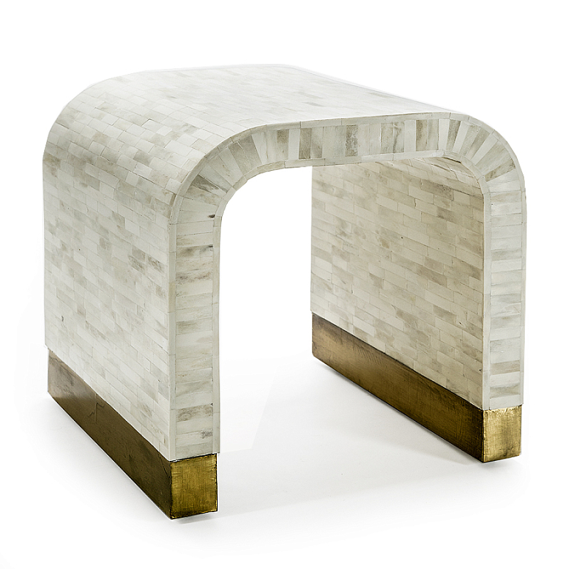 Приставной столик BONE INLAY SIDE TABLE-Cream ivory ( слоновая кость ) Золотой в Санкт-петербурге | Loft Concept 
