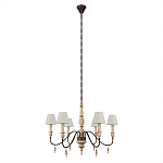 Люстра на металлическом основании с 6-ю белыми тканевыми абажурами Terrain варинант исполнения - 1 | Loft Concept в Санкт-петербурге