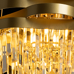 Люстра цвета матового золота с металлическими лентами и длинными прозрачными подвесками Gilded Waves варинант исполнения - 5 | Loft Concept в Санкт-петербурге