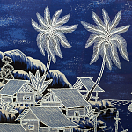 Картина ручная вышивка бисером Ночной пейзаж Night Boat Bay варинант исполнения - 3 | Loft Concept в Санкт-петербурге