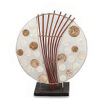 Настольная лампа из перламутра и дерева на подставке Indonesian Round Shell варинант исполнения - 3 | Loft Concept в Санкт-петербурге